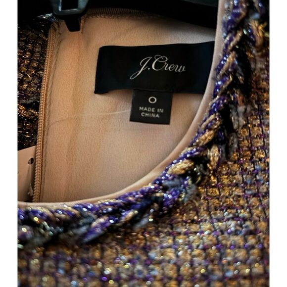 J. Crew Sheath Dress in Gold Blue Twinkle Tweed Size 0 / NWT - Picture 7 of 9